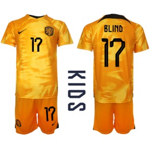 Netherlands Daley Blind #17 Replica Home Stadium Kit for Kids World Cup 2022 Short Sleeve (+ pants)